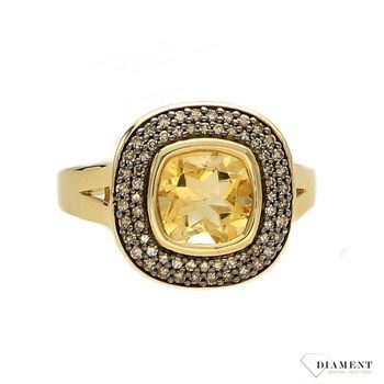 Złota pierścionek DIAMENT cytryn, diamenty R 2354CTCH.jpg